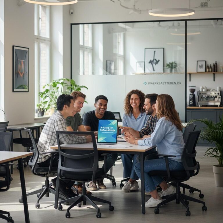 Smilende iværksættere viser A-kasse